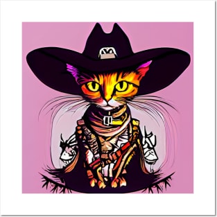 Spooky Cowboy Cat - Halloween Delight Posters and Art